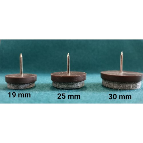patin glisseur feutre pour chaise, fauteuil, à clouer, diamètre 25